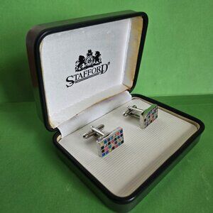 Vintage Stafford Silver Tone Cufflinks in Original Box
